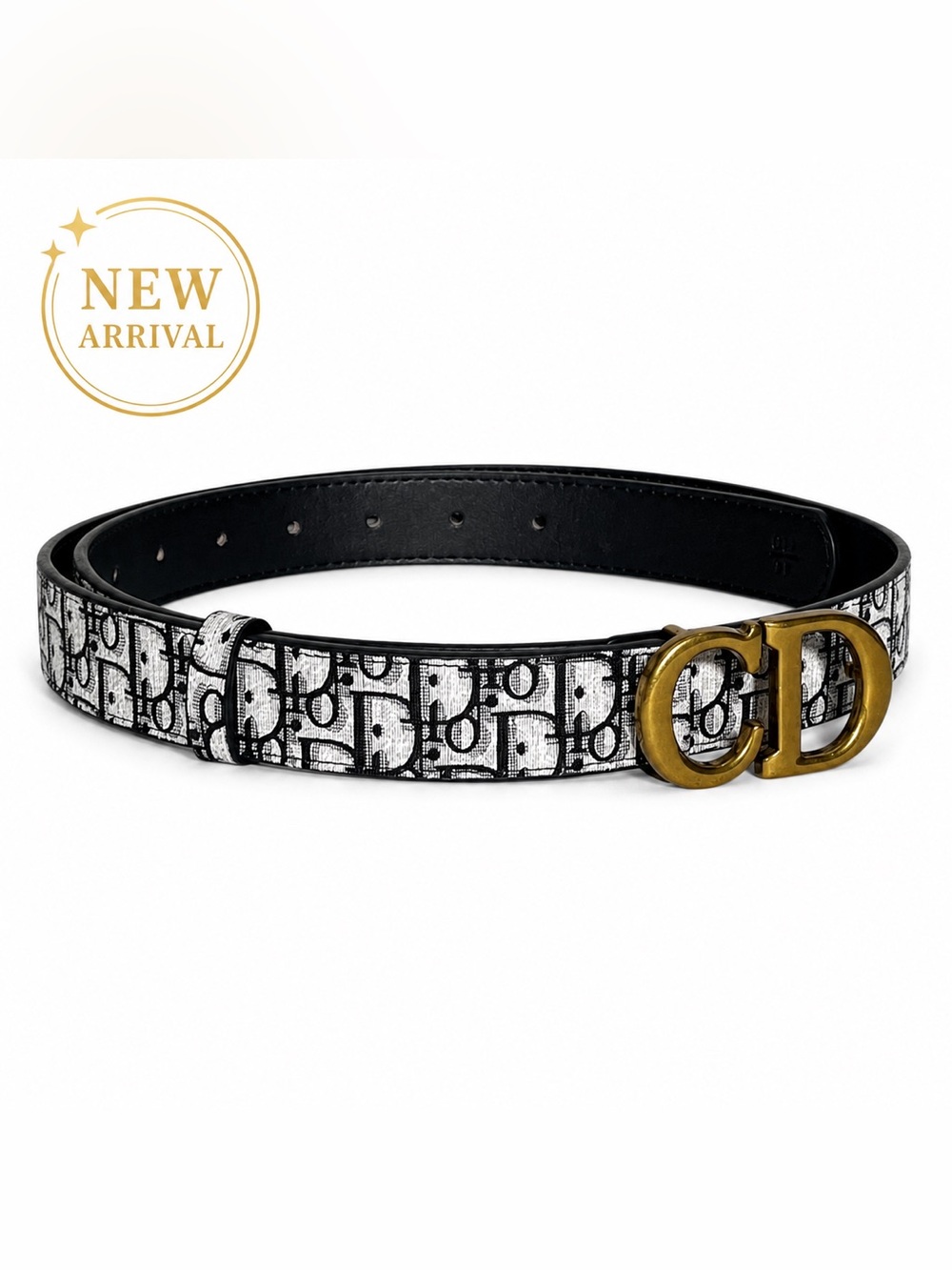 ✨ Women’s Oblique logo Buckle Belt – Black & White ✨